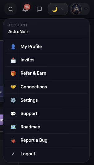 Apri Impostazioni dal menu account