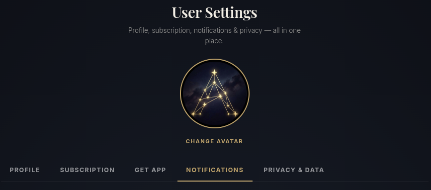 La scheda Notifiche nelle Impostazioni